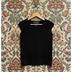 Nicole Miller Black Knit Metallic Top Small